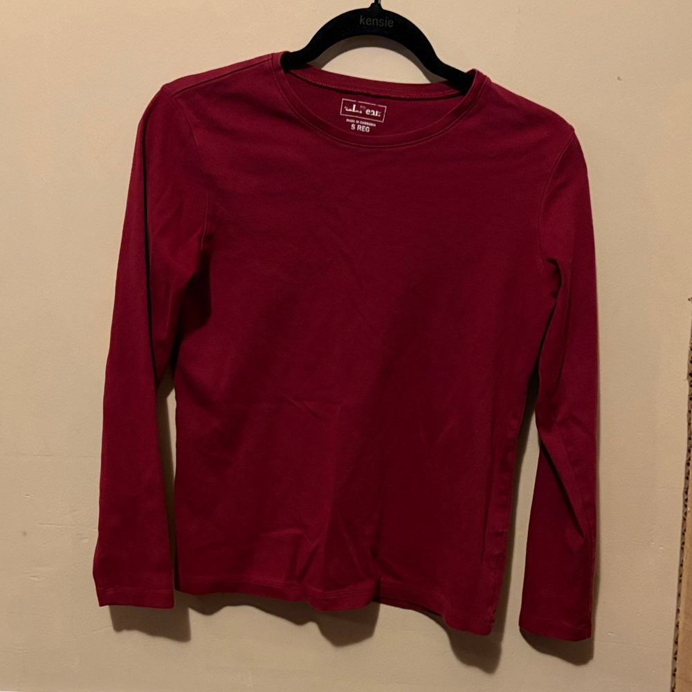 L L Bean Deep Red Long Sleeve Tee - Picture 2 of 4